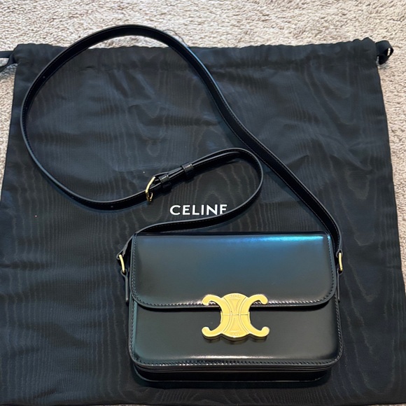 Celine Black Crossbody Bag with Gold Accent - Picture 1 of 10